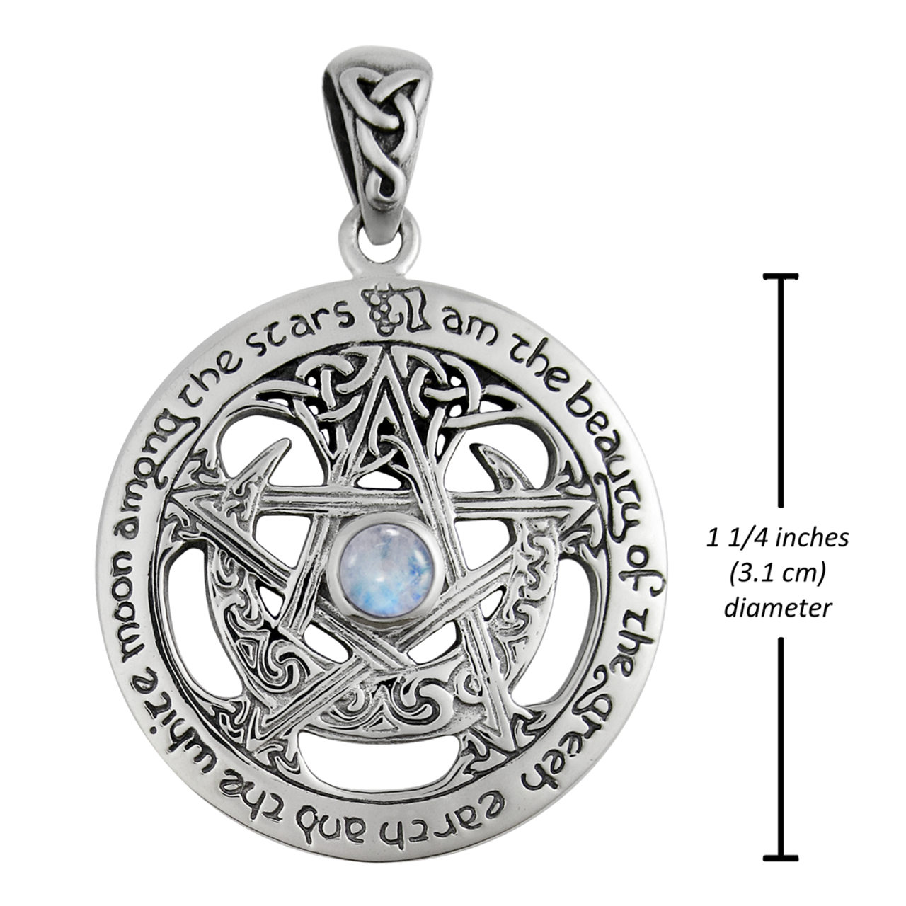 Sterling Silver Extra Large Cut Out Moon Pentacle Pentagram