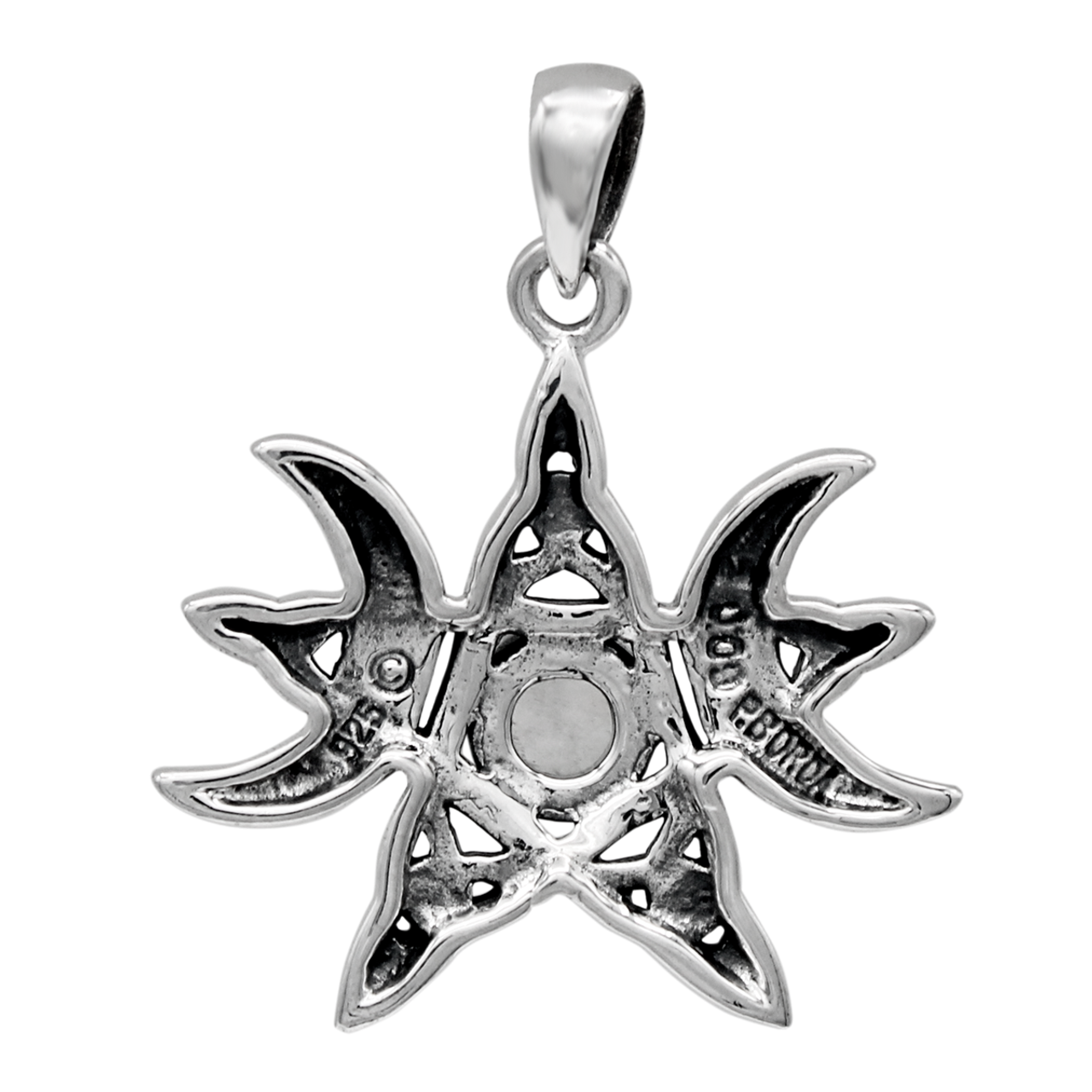 オーダー分≫≫≫moon様 Sterling Silver Moon Phase Pendant with Rainbow Moonstone