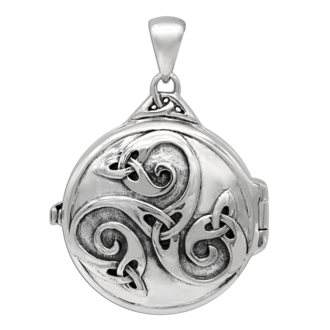 【PondPhuwin】MYSTIC LOCKET Sterling Silver Celtic Swirl w/ Hidden Pentacle Pentagram