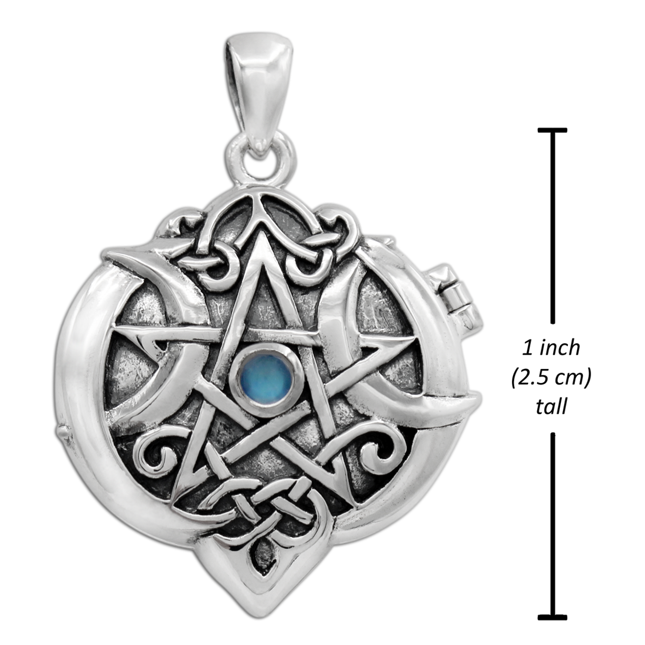 【PondPhuwin】MYSTIC LOCKET Sterling Silver Heart Pentacle Pentagram Locket with Rainbow