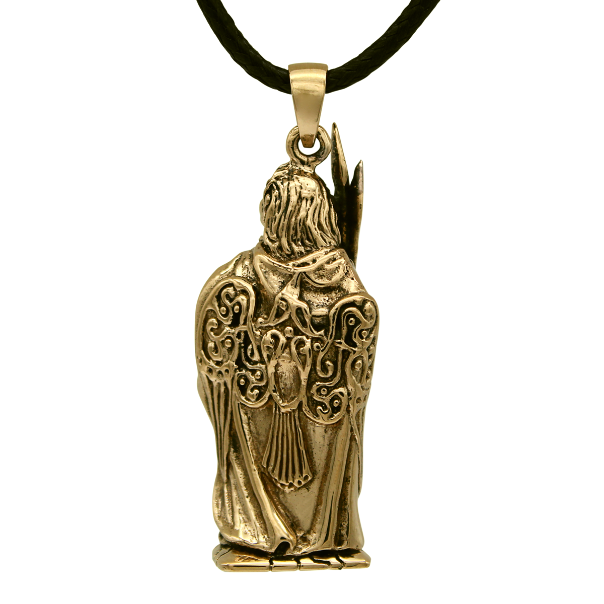 Bronze Celtic Goddess Morrigan Pendant Wiccan Pagan Jewelry
