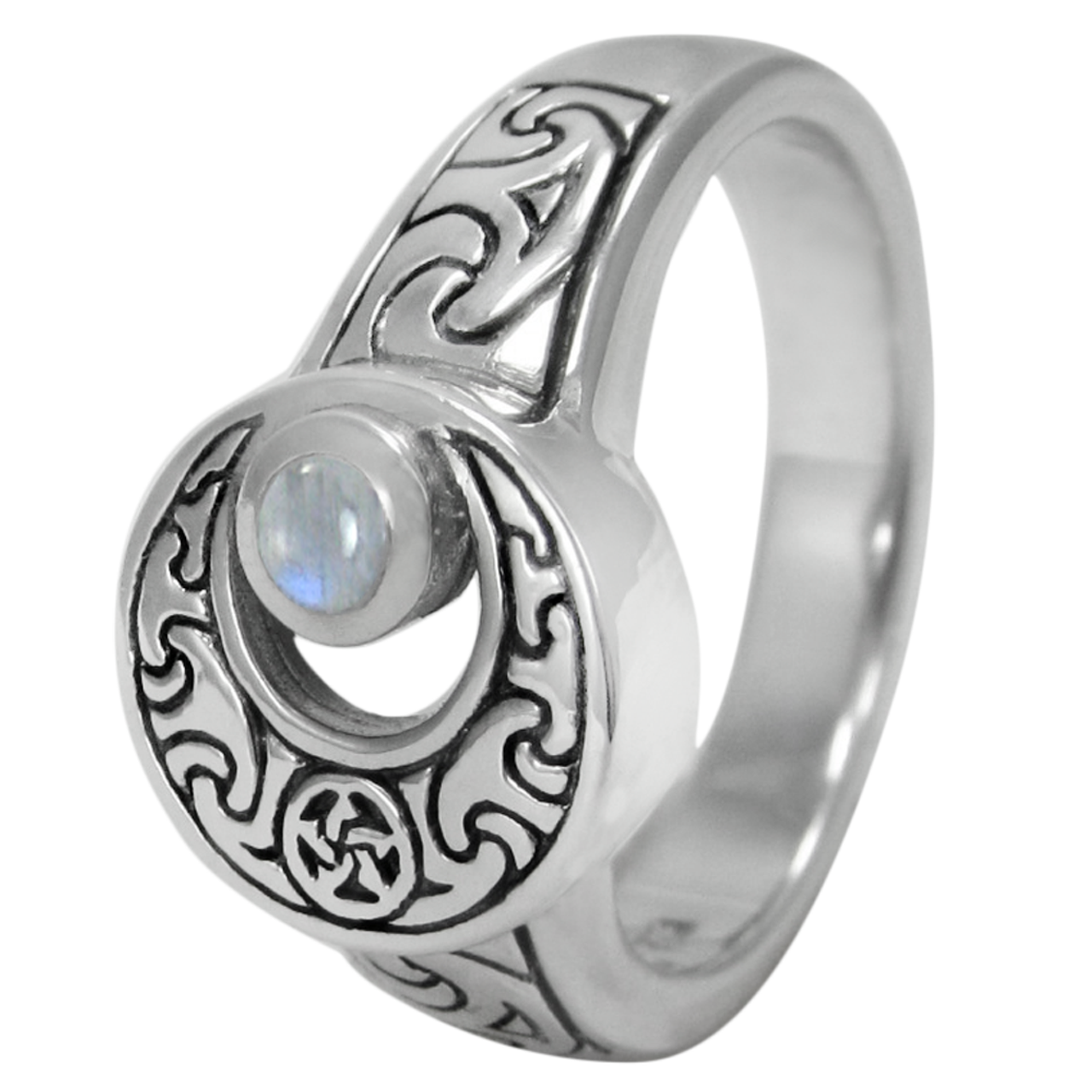 Moonstone Crescent Moon Ring for Women Sterling Silver Celtic Moon Open  Ring Adjustable Ring Gift for Girls