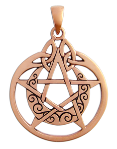 Copper Crescent Moon Pentacle Pendant with Circle Copper Crescent Moon Pentacle Pendant with Circle