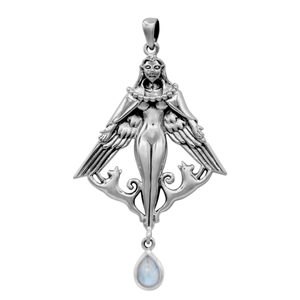 Sterling Silver Freya Pendant with Rainbow Moonstone Sterling Silver Freya Pendant with Rainbow Moonstone