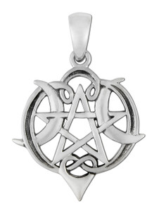 Sterling Silver Small Heart Pentacle Pendant