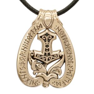 Dragon Rune | Thor's Hammer Jewelry | Mjolnir Rune Pendant | Bronze Viking Necklace Dragon Rune | Thor's Hammer Jewelry | Mjolnir Rune Pendant | Bronze Viking Necklace