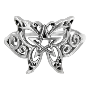 Sterling Silver Butterfly Pentacle Ring Sterling Silver Butterfly Pentacle Ring