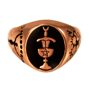 Copper Chalice and Blade Pentacle Ring Copper Chalice and Blade Pentacle Ring
