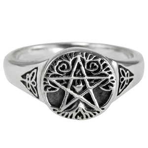 Sterling Silver Small Tree Pentacle Ring Sterling Silver Small Tree Pentacle Ring
