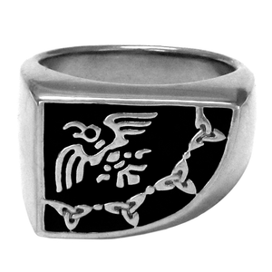Large Sterling Silver Raven Banner Signet Ring Large Sterling Silver Raven Banner Signet Ring
