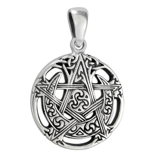 Sterling Silver Small Cut Moon Pentacle Pendant Sterling Silver Small Cut Moon Pentacle Pendant