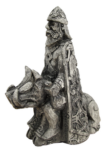 Dryad Design Estátua de Deus Nórdico sentado com acabamento em madeira