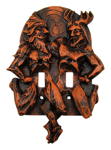 Green Man and Horned God Double Switchplate Green Man and Horned God Double Switchplate