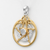 Sterling Silver Vermeil Crescent Moon Pentacle Pendant with Circle and White Moonstone