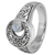 Sterling Silver Crescent Moon Ring with Rainbow Moonstone Sterling Silver Crescent Moon Ring with Rainbow Moonstone