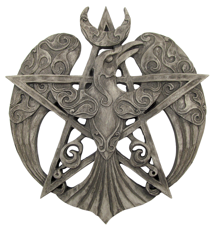 Large Crescent Raven Pentacle Plaque