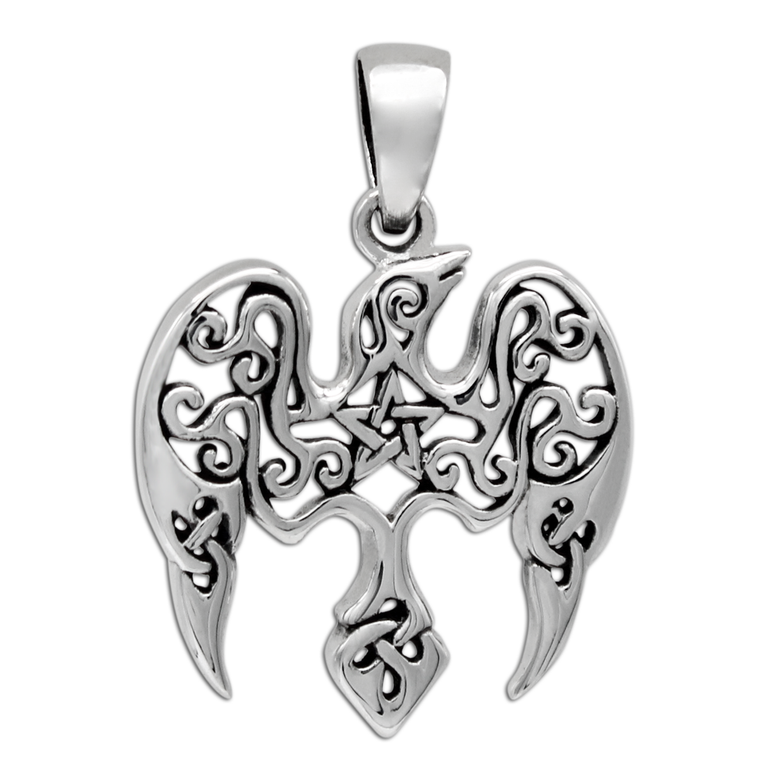 Sterling Silver Small Raven Pentacle Pendant