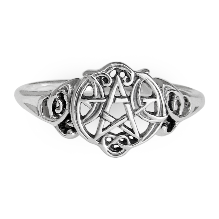 Sterling Silver Heart Pentacle Ring