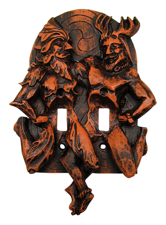 Green Man and Horned God Double Switchplate