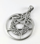 Sterling Silver Crescent Moon Pentacle Circle Pendant
