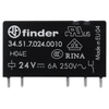Relé Electromecánico para Circuito Impreso Tipo 34.51 1CC 6A 24VDC 345170240010 Finder