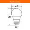 Foco Led P45/P14 Base E27/E26 3W 6500K 260lm 100/240V 88925 Ledvance