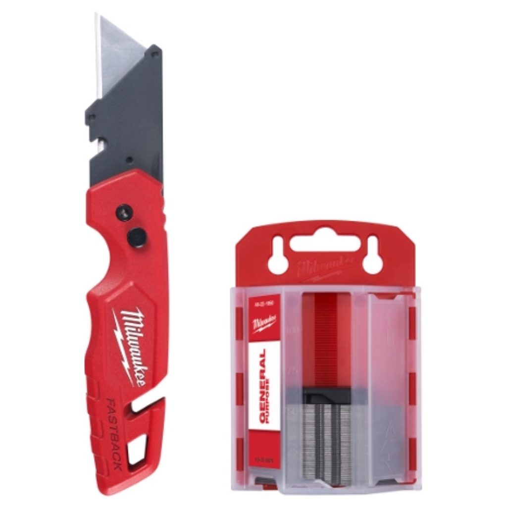 Navaja Multiusos Plegable con Compartimento para Hojas y 50 Hojas para Navaja FASTBACK 48221504 Milwaukee