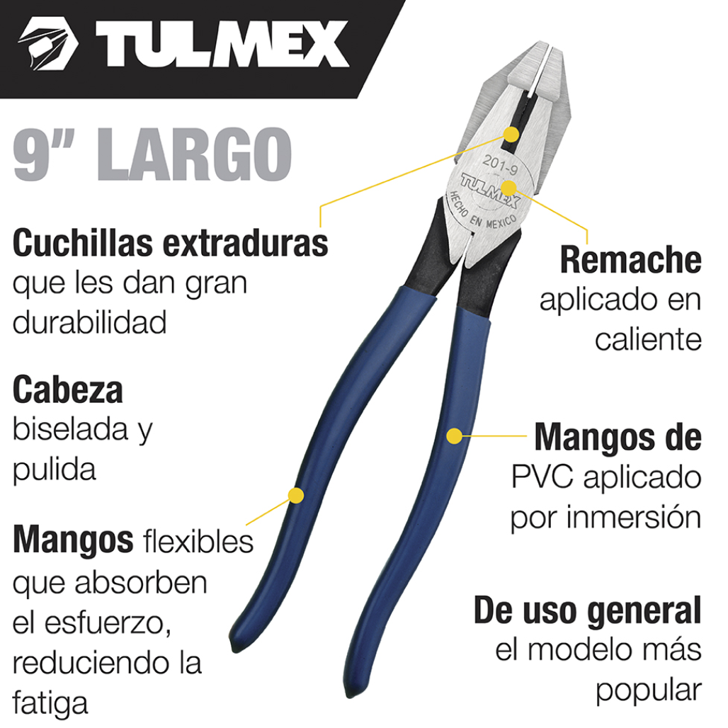 Pinza de Electricista Clásica de 9in 2019 Tulmex
