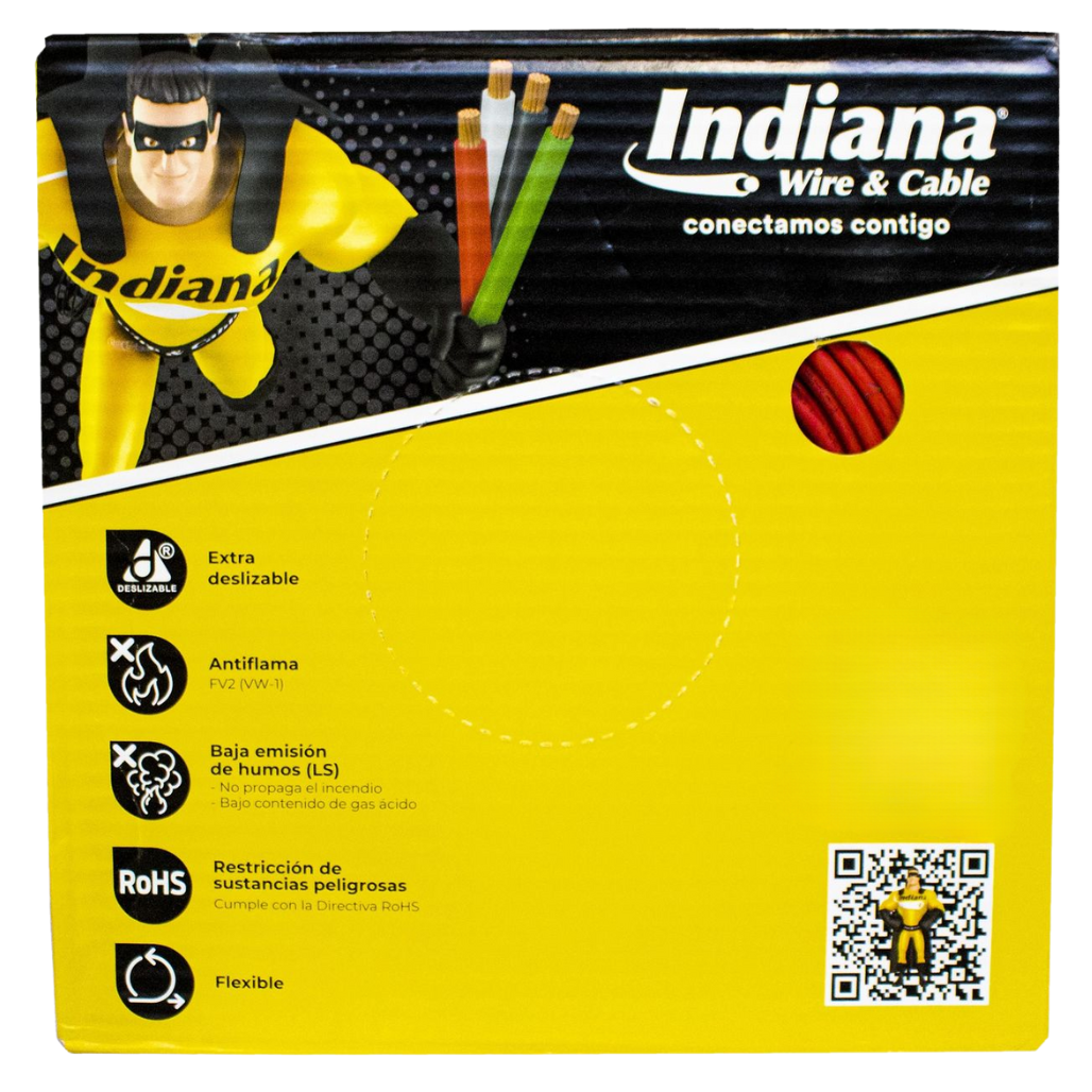 Cable Eléctrico THHW-LS Calibre 8 100% Cobre 600V 90°C Caja 100m Color Rojo SLY300 Indiana