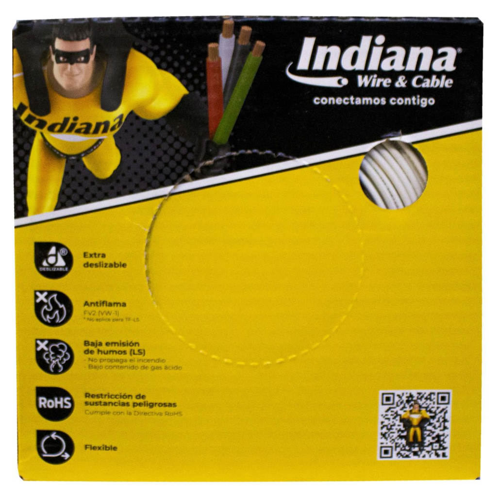 Cable Eléctrico THHW-LS Calibre 10 100% Cobre 600V 90°C Caja 100m Color Blanco SLY305 Indiana