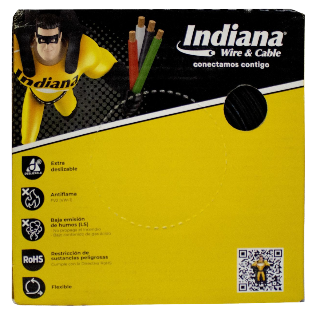 Cable Eléctrico THHW-LS Calibre 14 100% Cobre 600V 90°C Caja 100m Color Negro SLY312 Indiana