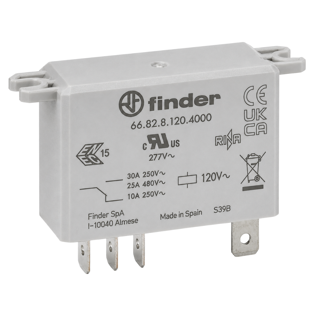 Relé de Potencia Tipo 66.82 2CC 30A 120VAC 668281204000 Finder