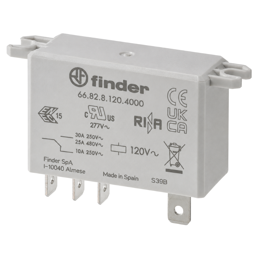 Relé de Potencia Tipo 66.82 2CC 30A 120VAC 668281204000 Finder