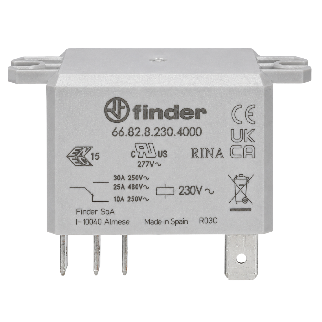 Relé de Potencia Tipo 66.82 2CC 30A 230VAC 668282304000 Finder