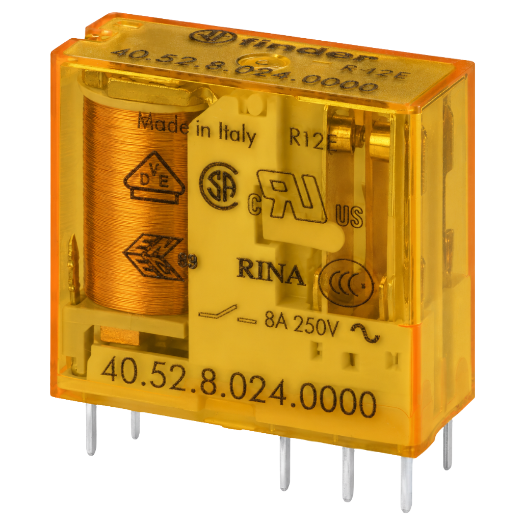 Mini Relé para Circuito Impreso Tipo 40.52 2CC 8A 24VAC 405280240000 Finder