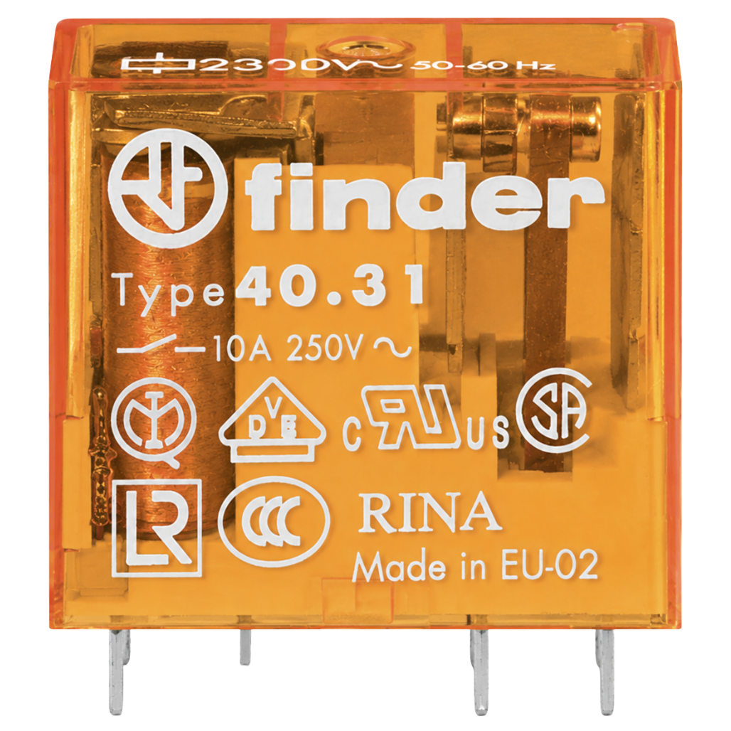 Mini Relé para Circuito Impreso Tipo 40.31 1CC 230VDC 403190230000 Finder