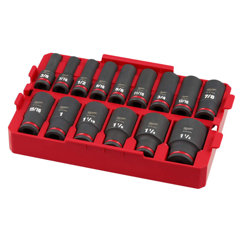 Juego de Dados de Impacto SHOCKWAVE de 1/2in 15pzs 49666817 +  Regalo Maleta de Herramientas PACKOUT de 15in 48228321 Milwaukee