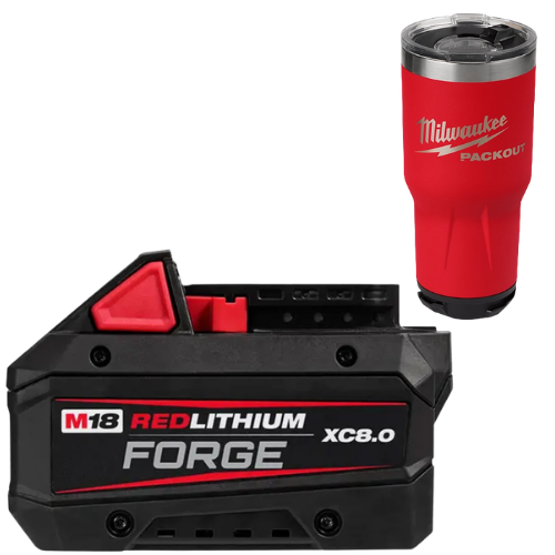 Batería M18 FORGE REDLITHIUM XC8.0 48111881 + Regalo Vaso Térmico PACKOUT de 30oz Rojo 48828393R Milwaukee