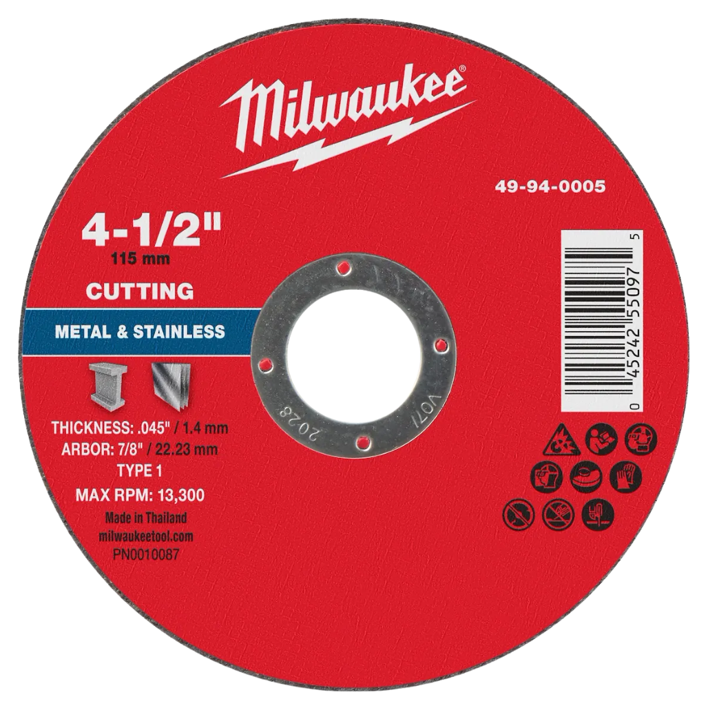 Disco de Corte para Metal 4-1/2in x .045in x7/8in Tipo 1 49940005 Milwaukee