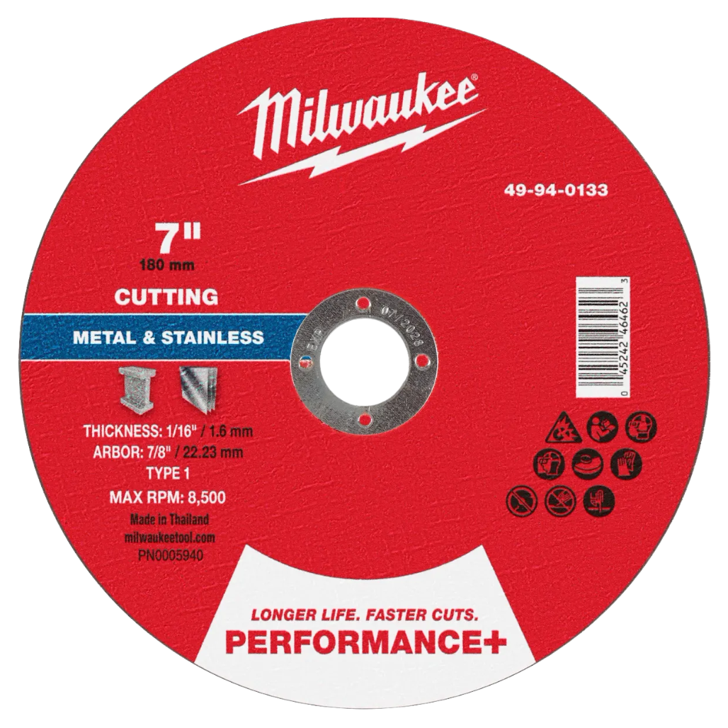 Disco de Corte para Metal Performance+ de 7in x 1/16in x 7/8in Tipo 1 49940133 Milwaukee