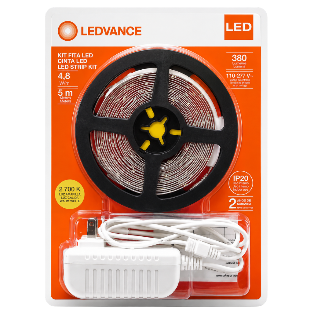 Tira Led de Uso Interior ECOKIT 5m 380lm 2700K IP20 110/277V 86243 Ledvance