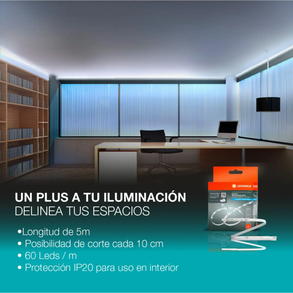 Tira Led de Uso Interior ECOKIT 5m 400lm 6500K IP20 110/277V 93036 Ledvance