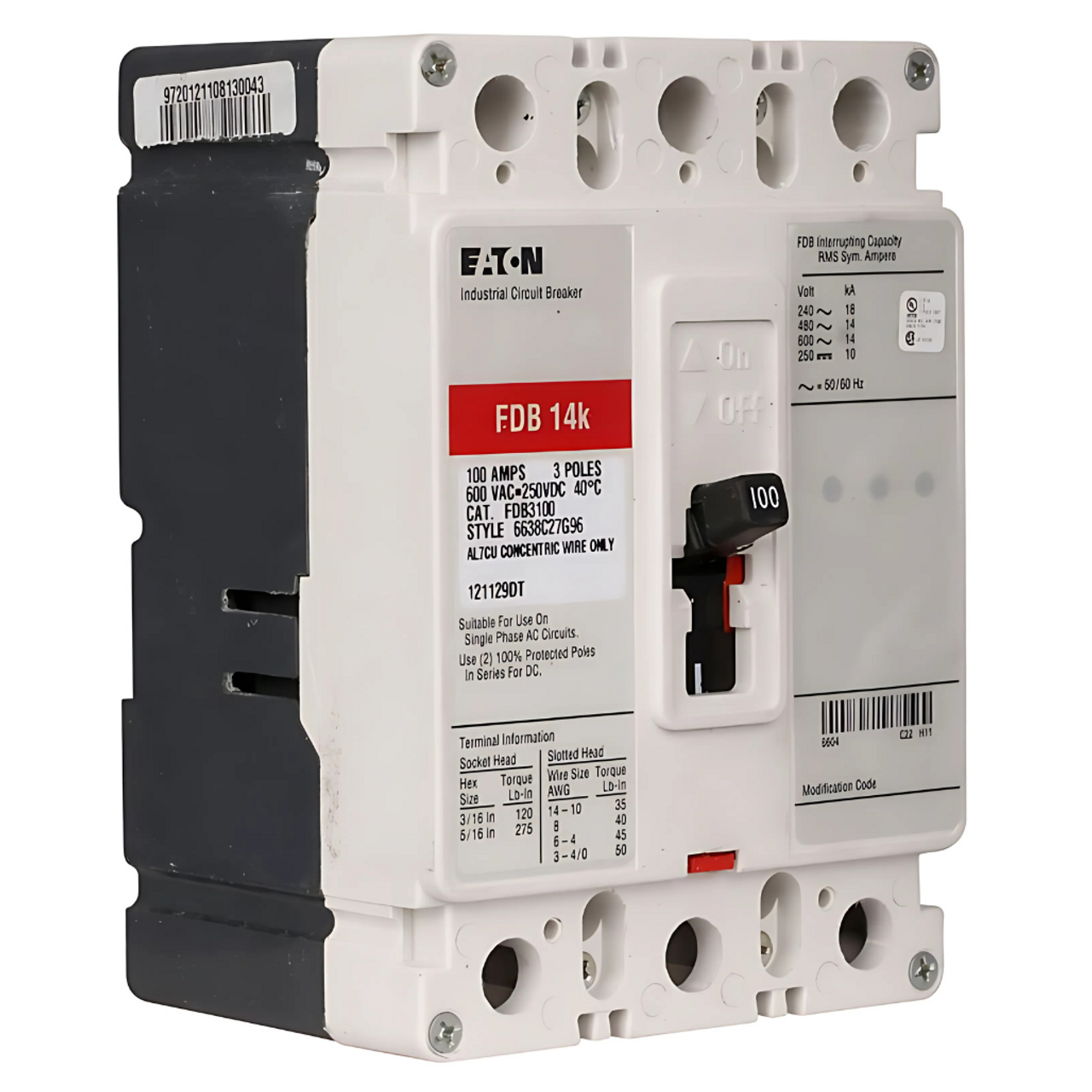 Interruptor Termomagnético 3P 125A 600V FDB3125L Eaton