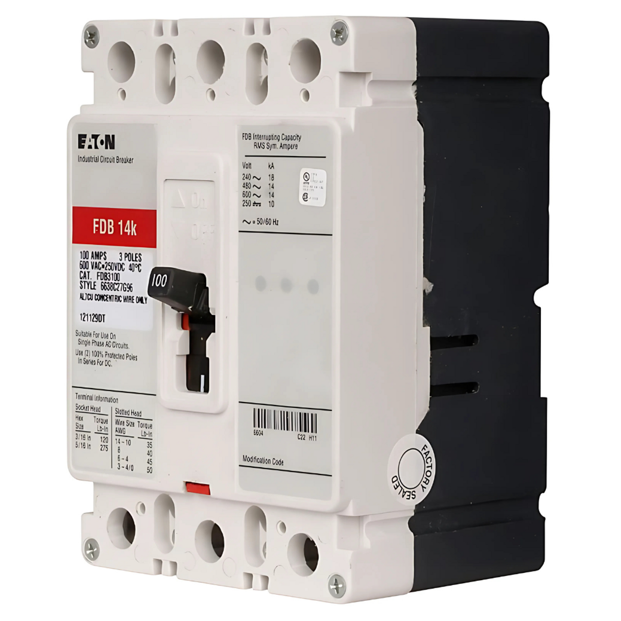 Interruptor Termomagnético 3P 125A 600V FDB3125L Eaton