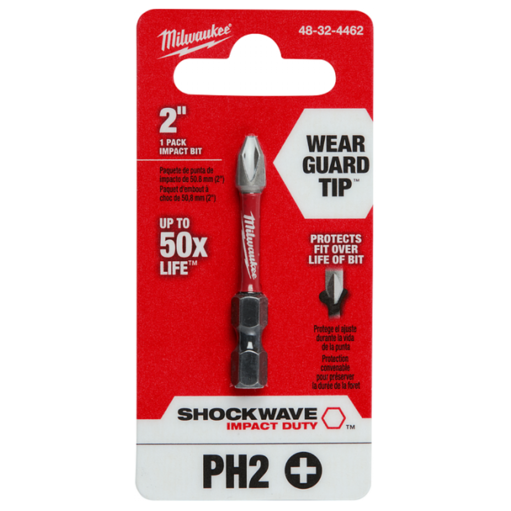 Broca Eléctrica para Impacto SHOCKWAVE PH2 de 50mm 48324462 Milwaukee