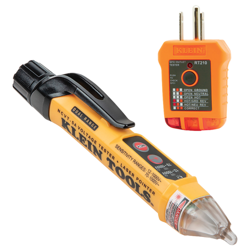 Kit de Prueba NCVT de Rango Dual + Probador de Receptáculo GFCI NCVT5KIT Klein Tools