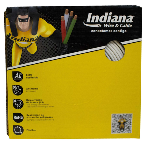 Cable Eléctrico THHW-LS Calibre 14 100% Cobre 600V 90°C Caja 100m Color Blanco SLY313 Indiana
