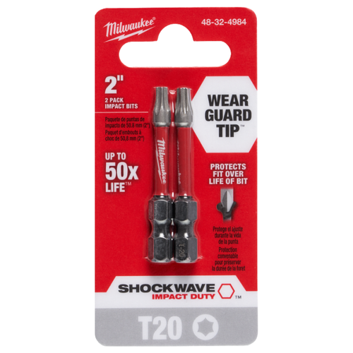 Broca Eléctica para Impacto SHOCKWAVE de 2in 2pzs 48324984 Milwaukee