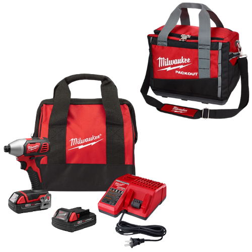 Kit de Destornillador de Impacto Hexagonal M18 de 1/4in 265622CT + Regalo Maleta de Herramientas PACKOUT de 15in 48228321 Milwaukee
