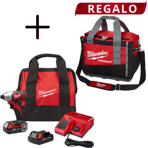 Kit de Destornillador de Impacto Hexagonal M18 de 1/4in 265622CT + Regalo Maleta de Herramientas PACKOUT de 15in 48228321 Milwaukee